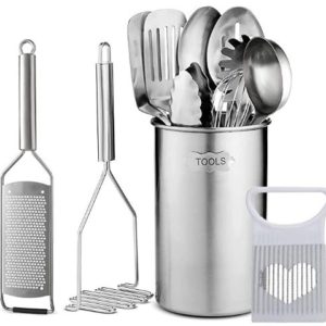 Stainless Steel Kitchen Utensil Set – 12 piece premium Non-Stick & Heat Resistant Kitchen Gadgets