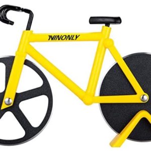icycle Pizza Cutter Wheel,Ninonly Non-stick Bike Pizza Slicer, Dual Stainless Steel Cutting Wheels With a Stand best for Pizza Lovers