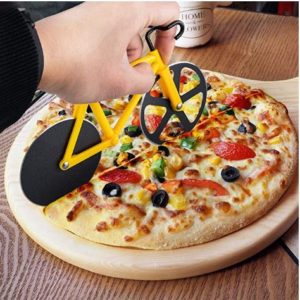 icycle Pizza Cutter Wheel,Ninonly Non-stick Bike Pizza Slicer, Dual Stainless Steel Cutting Wheels With a Stand best for Pizza Lovers